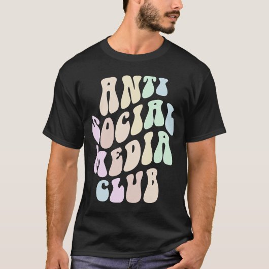 Groovy ANTI SOCIAL MEDIA CLUB Retro Introvertierte T-Shirt (Vorderseite)