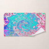 Groovy Aqua Blau und Rosa Abstrakt Retro Swirl Badhandtuch Set (Handtuch)