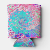 Groovy Aqua Blau und Rosa Abstrakt Retro Swirl Dosenkühler (Rückseite)