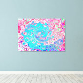 Groovy Aqua Blau und Rosa Abstrakt Retro Swirl Leinwanddruck (Insitu (Holzboden))