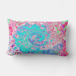 Groovy Aqua Blau und Rosa Abstrakt Retro Swirl Lendenkissen