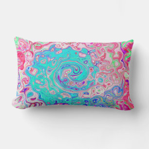 Groovy Aqua Blau und Rosa Abstrakt Retro Swirl Lendenkissen