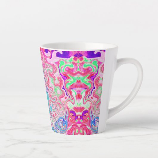 Groovy Aqua Blau und Rosa Abstrakt Retro Swirl Milchtasse (Rechts)