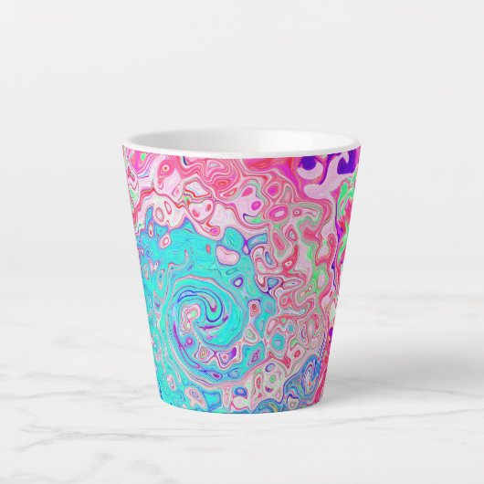 Groovy Aqua Blau und Rosa Abstrakt Retro Swirl Milchtasse (Vorderseite)