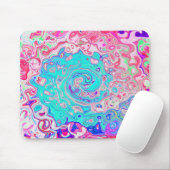 Groovy Aqua Blau und Rosa Abstrakt Retro Swirl Mousepad (Mit Mouse)