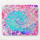 Groovy Aqua Blau und Rosa Abstrakt Retro Swirl Mousepad (Vorne)