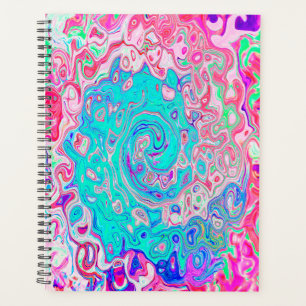 Groovy Aqua Blau und Rosa Abstrakt Retro Swirl Planer