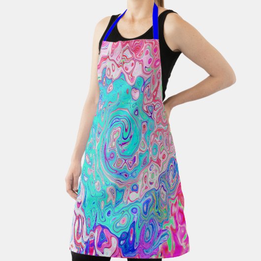 Groovy Aqua Blau und Rosa Abstrakt Retro Swirl Schürze (InSitu)