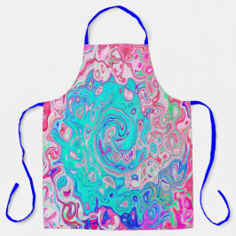 Groovy Aqua Blau und Rosa Abstrakt Retro Swirl Schürze