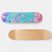 Groovy Aqua Blau und Rosa Abstrakt Retro Swirl Skateboard (Horizontal)