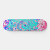 Groovy Aqua Blau und Rosa Abstrakt Retro Swirl Skateboard (Horizontal)