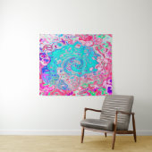 Groovy Aqua Blau und Rosa Abstrakt Retro Swirl Wandteppich (Beispiel (Horizontal))