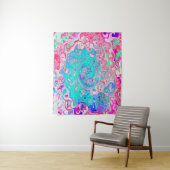 Groovy Aqua Blau und Rosa Abstrakt Retro Swirl Wandteppich (Beispiel)