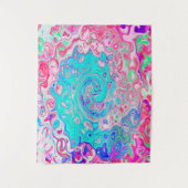 Groovy Aqua Blau und Rosa Abstrakt Retro Swirl Wandteppich (Vorderseite)