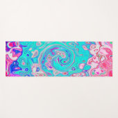 Groovy Aqua Blau und Rosa Abstrakt Retro Swirl Yogamatte (Vorderseite (Horizontal))