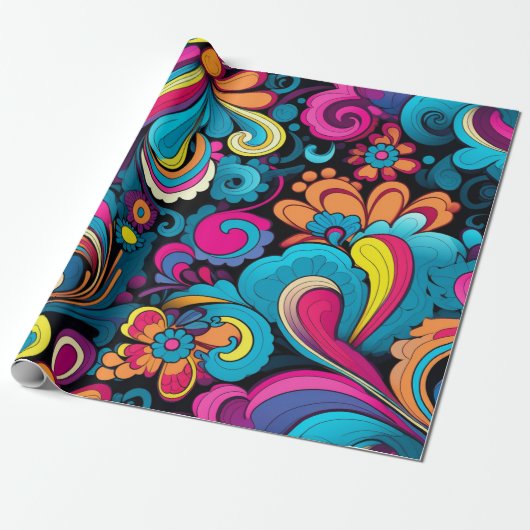 Groovy Art Wrapping Paper Geschenkpapier (Ungerollt)