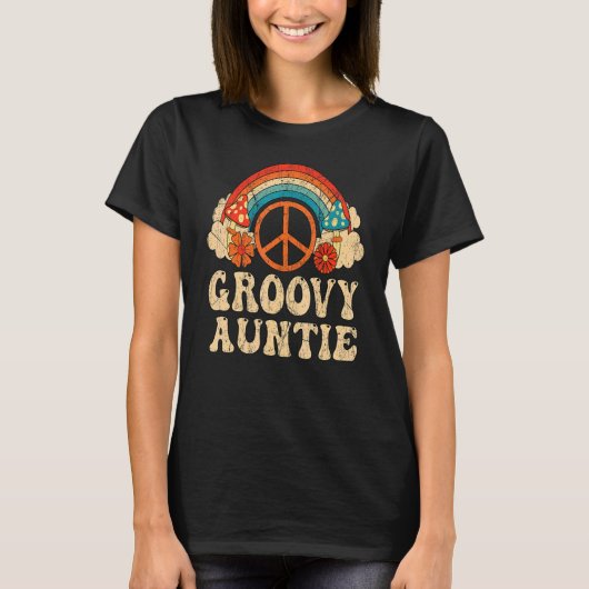 Groovy Auntie 70er Ästhetische 1970er Retro Hippie T-Shirt (Vorderseite)