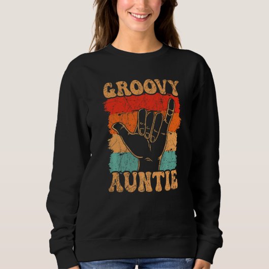 Groovy Auntie 70s Aesthetic Nostalgia 1970's Retro Sweatshirt (Vorderseite)
