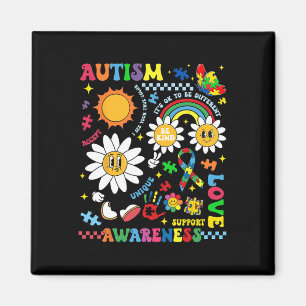 Groovy-Autismus-Bewusstsein Einzigartige Liebe Unt Magnet