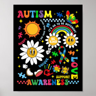 Groovy-Autismus-Bewusstsein Einzigartige Liebe Unt Poster