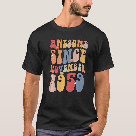 Groovy Awesome Since November 1959 Retro 63rd T-Shirt (Vorderseite)