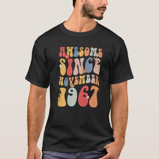 Groovy Awesome Since November 1967 Retro  55th T-Shirt (Vorderseite)