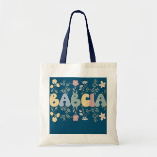 Groovy Babcia Großmutter Blume Babcia Grandma Tragetasche