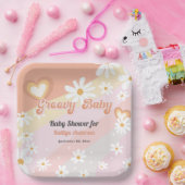 Groovy Baby 70er Daisy Blume Herz Pastel Rainbow Pappteller (Party)