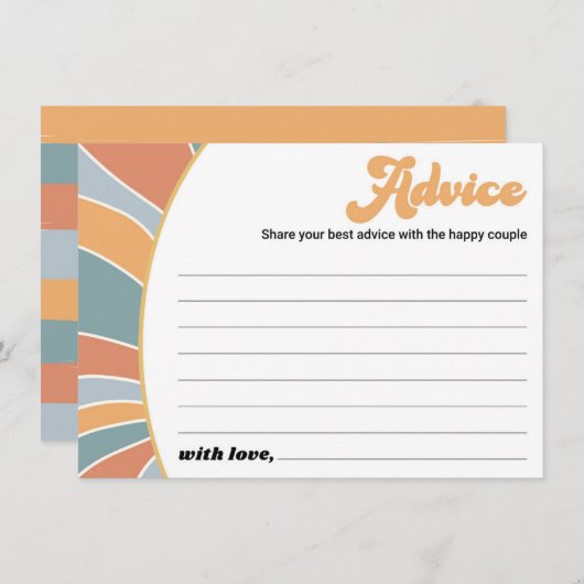 Groovy Baby Advice Retro Sunshine Baby Dusche Hinweiskarte (Vorne/Hinten)