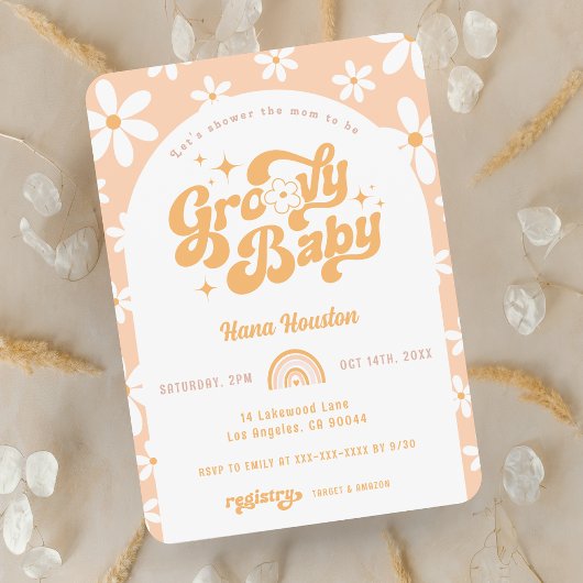 Groovy Baby Boho Arch Baby Dusche Einladung