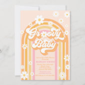 Groovy Baby Boho Daisy Rainbow Baby Shower Einladung (Vorderseite)
