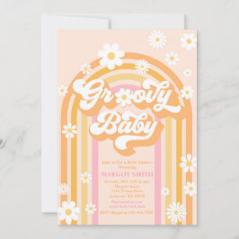 Groovy Baby Boho Daisy Rainbow Baby Shower Einladung