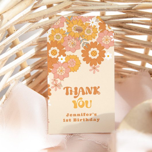 Groovy baby Boho Retro 70er Babydusche Danke Geschenkanhänger