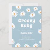 Groovy Baby Boy Daisy 70er Retro Babydusche Einladung (Vorderseite)
