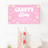 Groovy Baby Daisy Blume Floral Pink Babydusche Banner (Insitu)