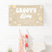 Groovy Baby Daisy Blume Floral Tan Babydusche Banner (Insitu)