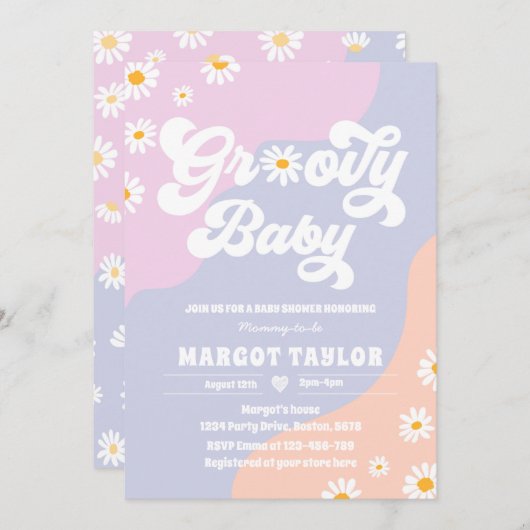 Groovy Baby Daisy Boho Hippy Vibes Baby Shower Einladung (Vorne/Hinten)