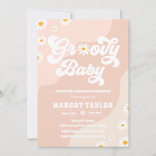Groovy Baby Daisy Boho Hippy Vibes Baby Shower Einladung (Vorderseite)