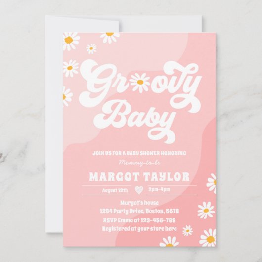 Groovy Baby Daisy Boho Hippy Vibes Baby Shower Einladung (Vorderseite)