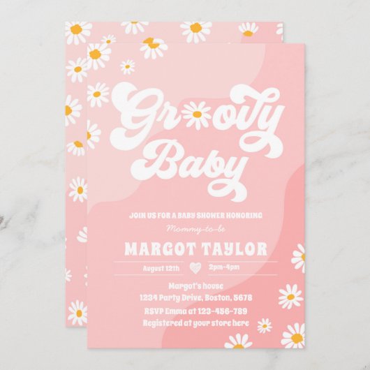 Groovy Baby Daisy Boho Hippy Vibes Baby Shower Einladung (Vorne/Hinten)