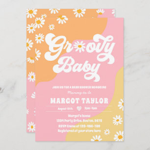 Groovy Baby Daisy Boho Hippy Vibes Baby Shower Einladung