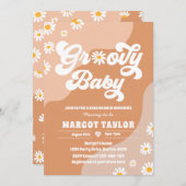 Groovy Baby Daisy Boho Hippy Vibes Babydusche in Einladung (Vorne/Hinten)