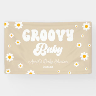 Groovy Baby Daisy Flower Floral Beige Babyparty Banner