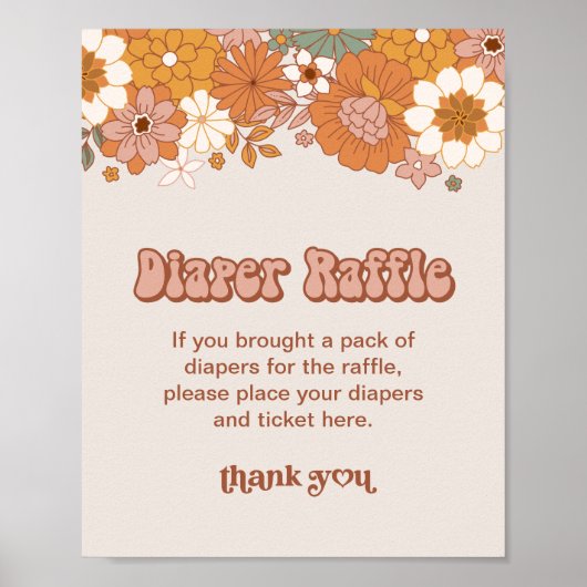 Groovy Baby Diaper Raffle Sign Poster (Vorne)