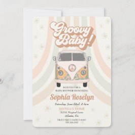 Groovy Baby Dusche, 70er Retro Thema Einladung