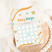 Groovy Baby Dusche Bingo Geschenk Retro Game Card Einladung