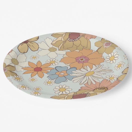 Groovy Baby Dusche Retro Party Teller (Schrägansicht)