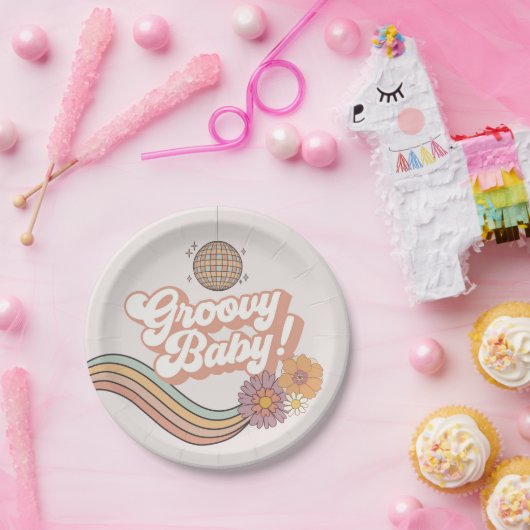 Groovy Baby Dusche Retro Party Teller (Party)