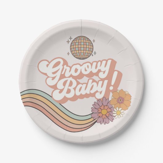 Groovy Baby Dusche Retro Party Teller (Vorderseite)