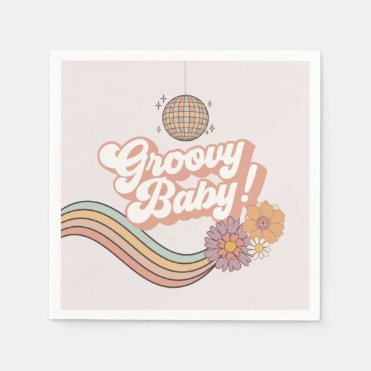 Groovy Baby Dusche Retro Party Teller Serviette (Vorderseite)